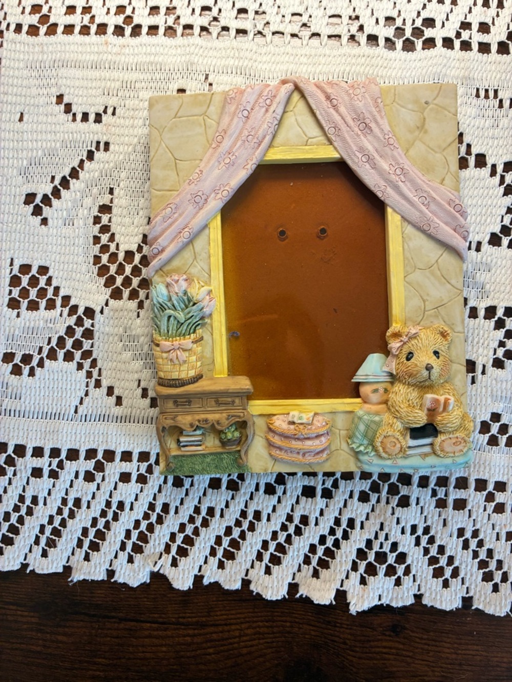 Cottagecore teddy bear photo frame 🧸 🤍 🧺